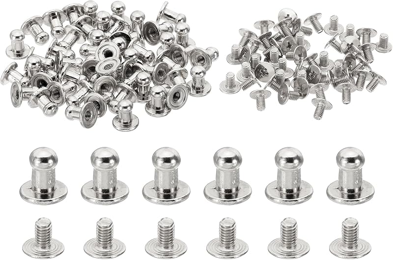 PATIKIL 5mm Leather Rivets 100 Sets Metal Screw Studs for Crafts & Clothing