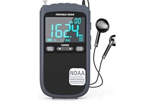 Greadio NOAA Weather Alert Radio, AM FM Radio Portable with Best Reception,Transistor Radio with 900mAh Rechargeable Battery,LCD Display,Earphone Jack,Digital Clock,for Emergency,Hurricane