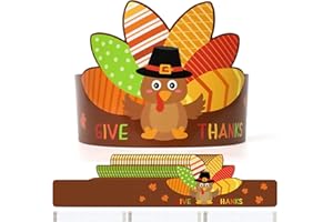 HEDEEY Thanksgiving Turkey Hats 30 Pack, Adjustable Paper Turkey Headbands Crafts for Thanksgiving Party Decorations Favors Props (Turkey.Retro)