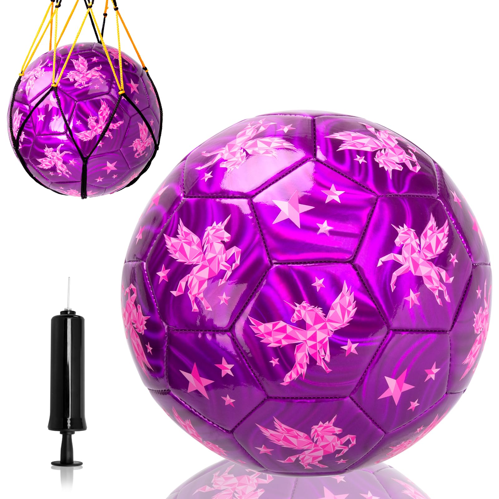 INPODAK Size 3 Football,Purple Unicorn Football,Kids Footballs for 1-6,Soccer Ball with Pump,Garden Game Ball,Small Balls for Indoor Outdoor Yard Lawn 2 3 4 5 6 Years Old,Footballs Gift for Boys Girls — image 1