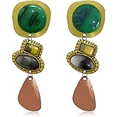 Hanavigar Bohemian Vintage Geometry Crystal Lightweight Long Dangle Drop Earrings National Style Exaggeration Gothic Irregular Stone Stud Earrings For Women Jewelry Gift