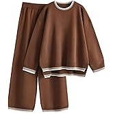 Lentta Women's 2 Piece Sweater Sets Outfits Long Sleeve Knit Pullover Tops Wide Leg Pants Lounge Sets Tracksuits