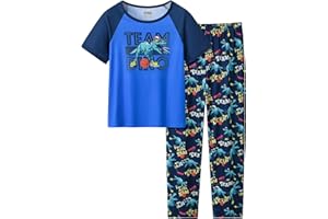 UNICABBIT21 Pajamas for Boys Cute Black Gamer Short Sleeve and Pants Sleepwear 2-pieces Big Kids Summer PJS Size 6-16