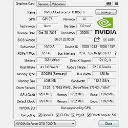 SAPLOS GTX 1050 Ti Gaming Graphics Card, 4GB, 128