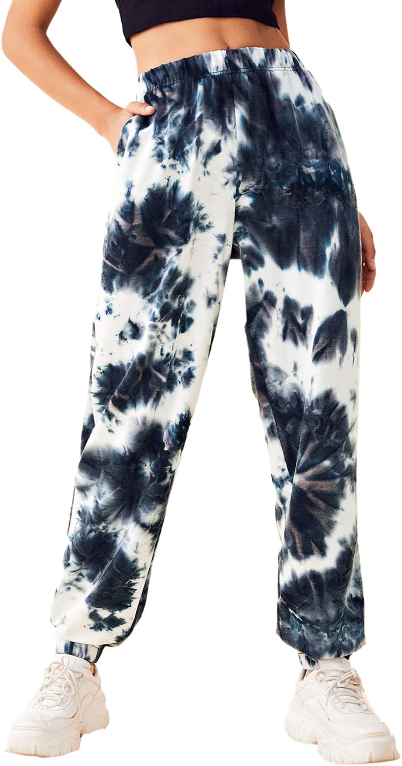 Romwe Girls Tie Dye Joggers Sweatpant 
