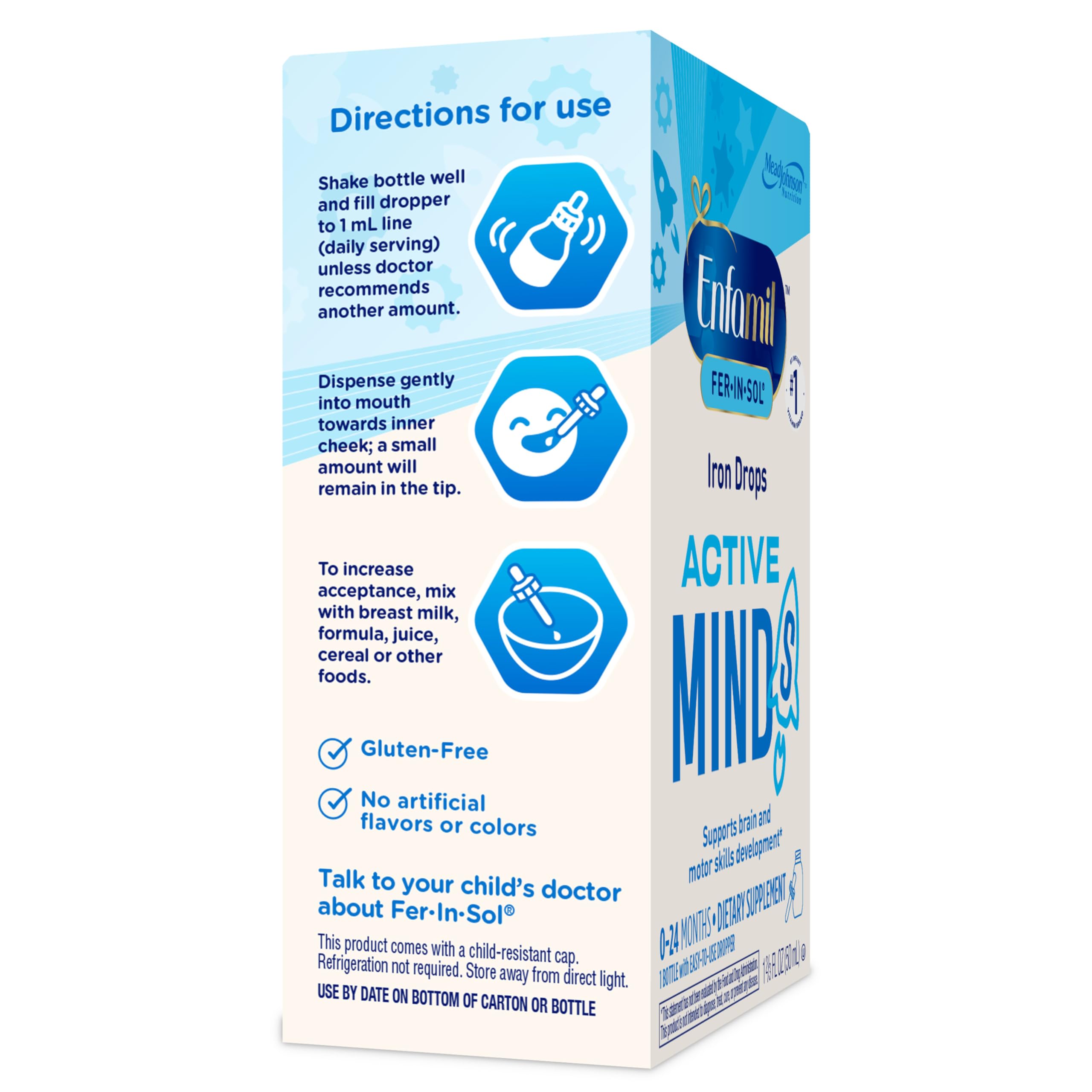 Enfamil Fer-in-Sol Iron Supplement Drops for Infants, 50 mL Dropper Bottle