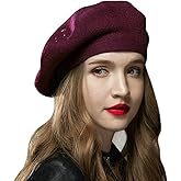 Sumolux Women Beret Hat French Wool Beret Beanie Cap Classic Solid Color Autumn Winter Hats