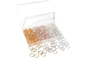 CHUYAU 300 Pcs 10mm Open Jump Rings Silver, Gold and Rose Gold Plated Jump Rings for Jewelry Making Iron Made Jump Rings Bulk for DIY Craft Earring Necklace Bracelet Pendant Choker Jewelry Making Findings
