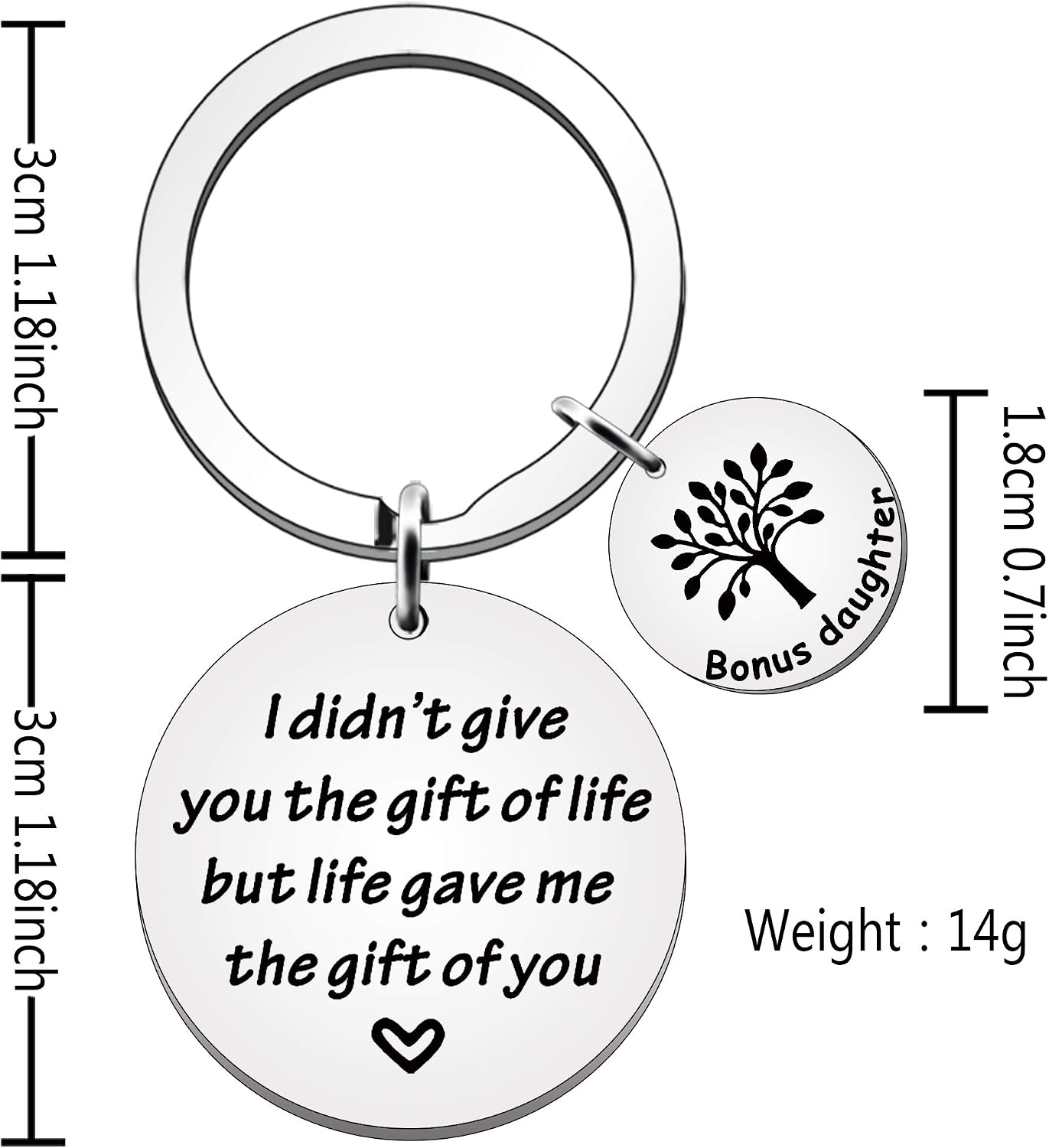 SMARGO Bonus Daughter Keyring Daughter in Law I Didn't Give You The Gift of Life Birthday Christmas for Step Daughter Family Tree Key Ring - Image 3