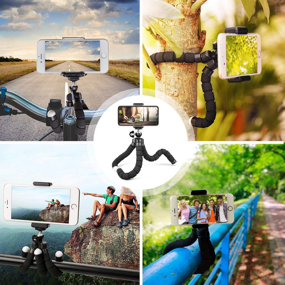Phone Tripod, Camera Flexible Tripod with Bluetooth Remote and Universal Clip, 360° Adjustable Mini Travel Tripod Portable Camera Stand Holder for iPhone Android GoPro Selfie SLR Sports Camera : Camera & Photo