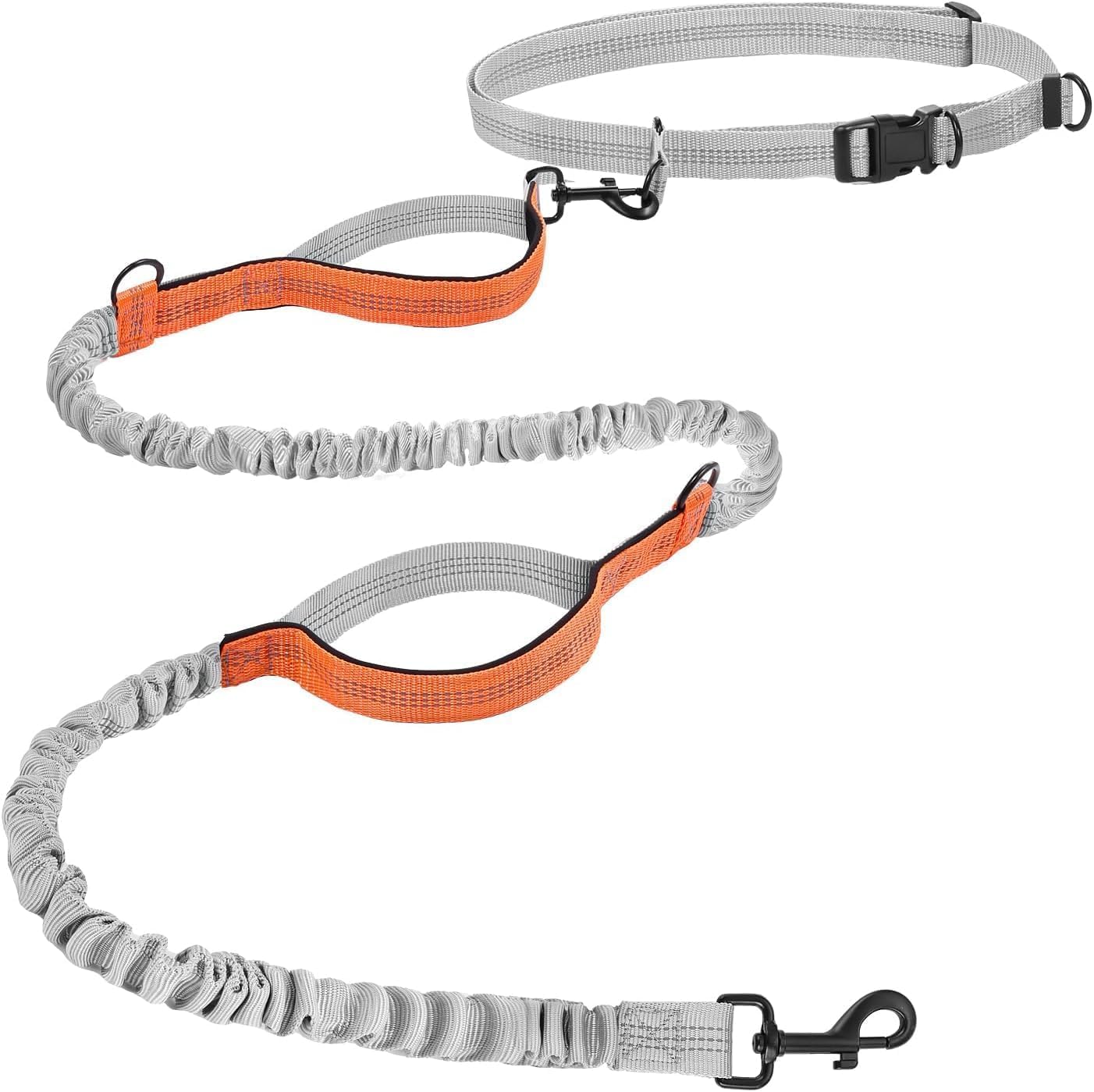 Hurluksi Hand Free Dog Waist Lead, Running Dog Belt Leash Heavy Duty Puppy Walking Belt with Retractable Bungee & Sponge handle (Orange)