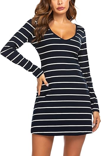striped long sleeve t shirt dress