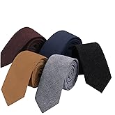 HOULIFE Ties for Men, Solid Mens Tie, Cotton Stripe Skinny Ties for Men, Slim Men’s Neckties for Wedding Party