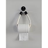 WONQEXZ Nautical Cotton Rope Toilet Paper Holder - Self Adhesive Wall Mount - No Drill Required