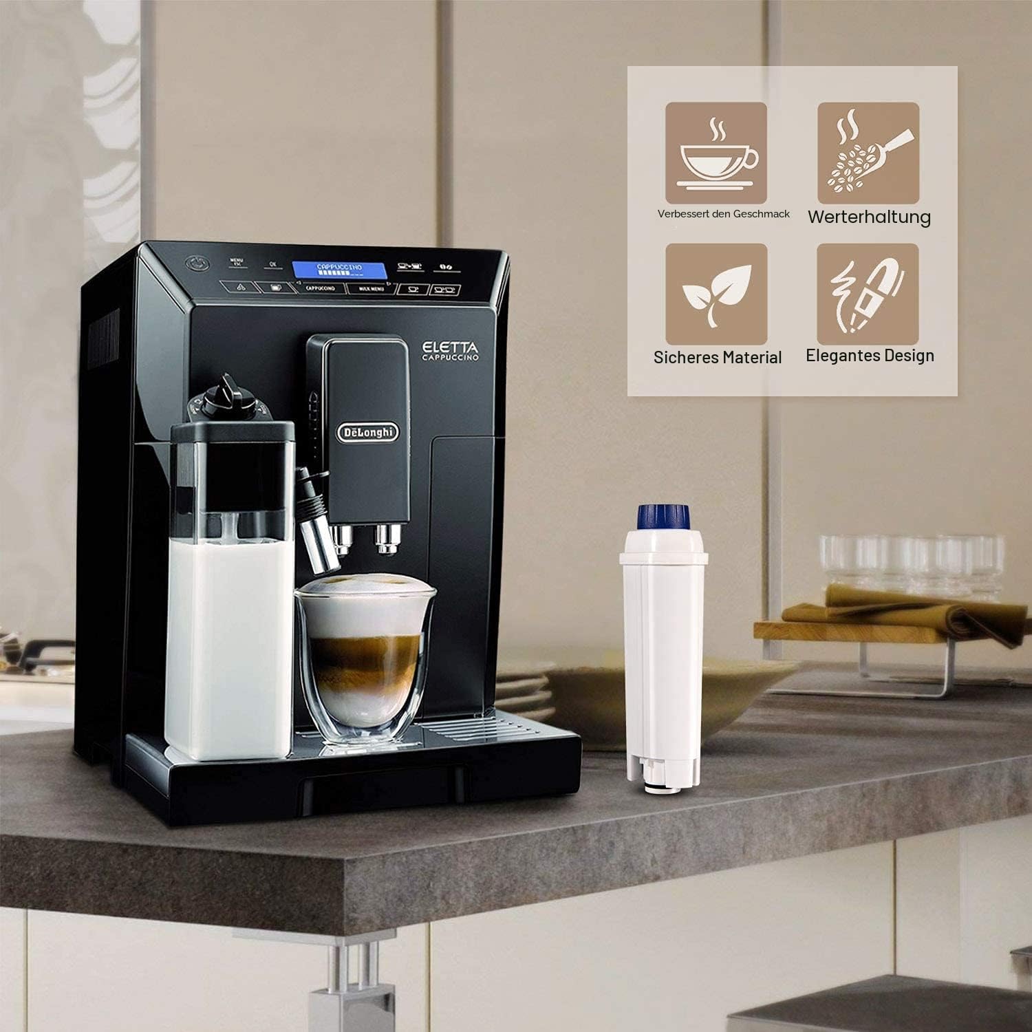 1 Wasserfilter für Kaffeemaschine DLSC002 für ECAM, ETAM, EC, BC Series 6
