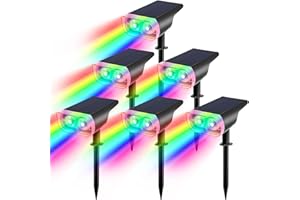 GAJYYFB Solar Spot lights Outdoor Color Changing, 9 Lighting Modes 38 LED Solar Lights Outdoor Waterproof, Auto On/Off Multicolor Solar Powered Landscape Spotlights for Garden Patio Yard Pool Tree (6 Pack)