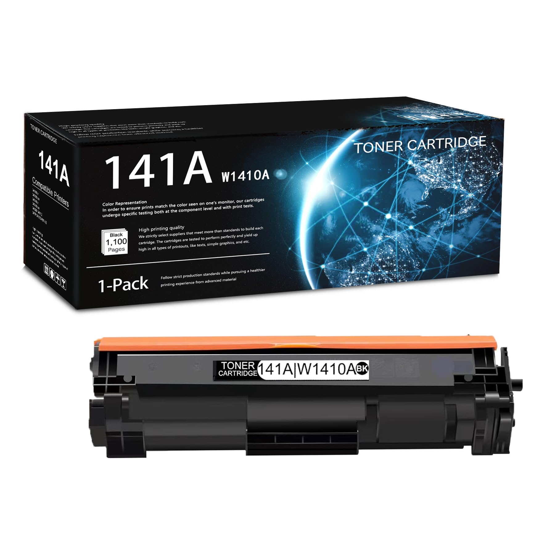 Photo 1 of 1 Pack 141A Black Toner Cartridge (with Chip) | Replacement for HP 141A Work with M110w M110we M140w M140we M109-M112 MFP M139-M142 Printer | W1410A