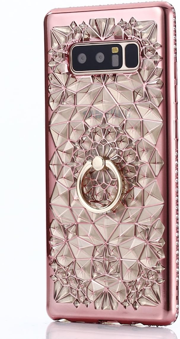Compatible with Samsung Galaxy Note 8 case Glitter note8 Phone Cover Bling with Finger Ring Holder Kickstand Girly Luxury Diamond Sparky gaxaly glaxay galaxynote8 Cases with Screen Protector (Pink)