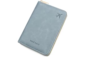 DEFWAY Passport Holder Travel Wallet - RFID Blocking Passport Holder Wallet, Full Zip Travel Card Cover with RFID Protection,