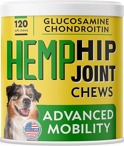 PAWFECTCHEW HEMP TREATS FOR DOGS – HIP AND JOINT SUPPLEMENT W/GLUCOSAMINE, CHONDROITIN, MSM, OMEGA 3 – JOINT PAIN RELIEF – ADVANCED FORMULA – SENIOR DOG AID – MADE IN USA – 120 CHEWS