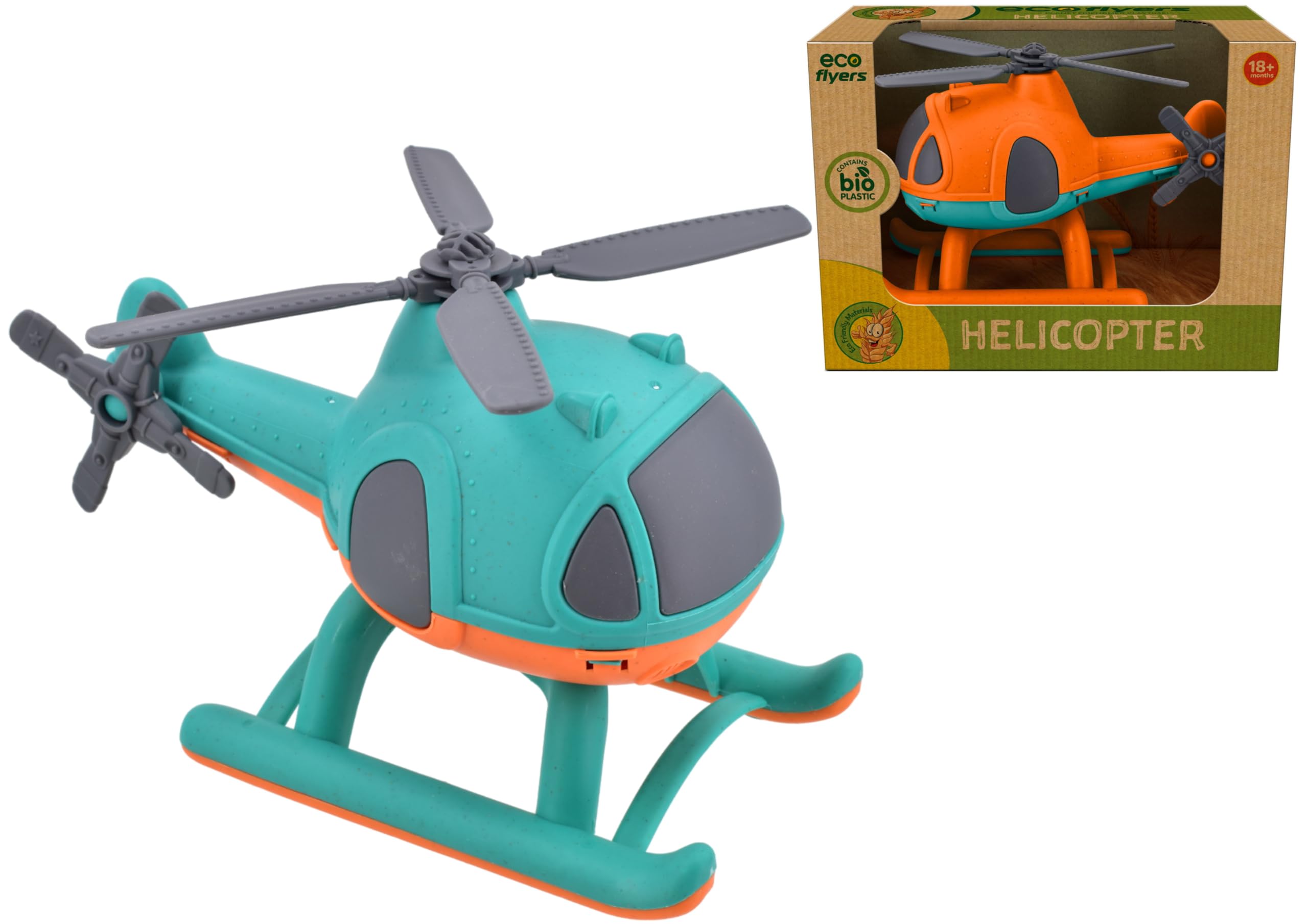 KandyToys Eco-friendly Toy Helicopter | Sustainable Gift Kids Toys | Two Assorted Colours - One Sent at Random
