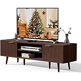 YLGJ&TIDY Modern Wood TV Stand Up to 60'',Universal Entertainment Center with 3-Tier Shelves,TV Console with Cabinets Storage,Wood Frame Television Stand (Brown)