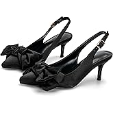 RUSAUISE Closed Pointed Toe Slingback Kitten Heels with 2 Inch Heels Comfortable Dressy Pump Shoes