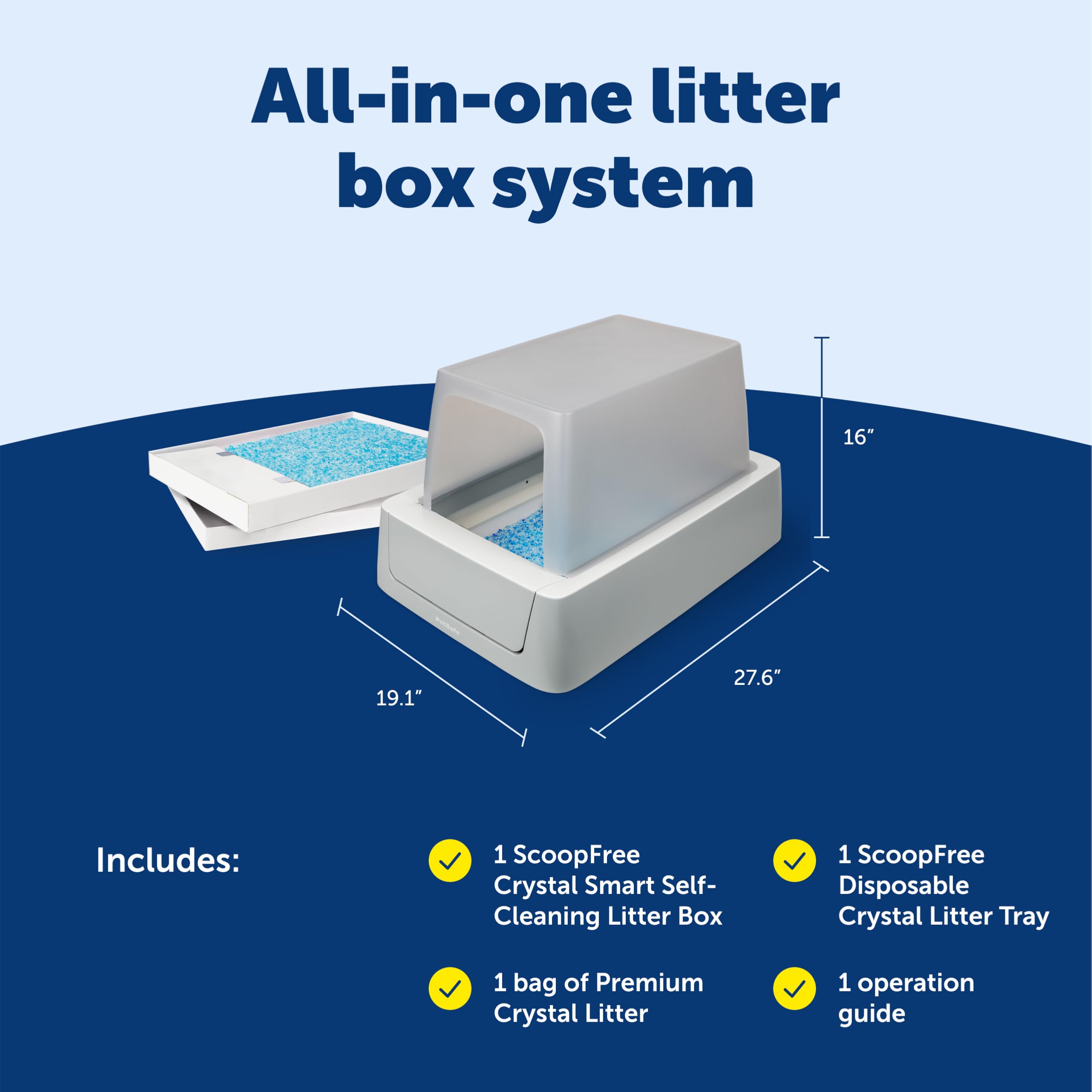 PetSafe ScoopFree Crystal Pro Self-Cleaning Automatic Litter Box - Uncovered Motion-Sensing Cat Box with Integrated Health Counter & App - Includes 1 Disposable Crystal Litter Tray - View 3