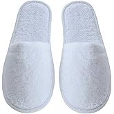 Arus Womens Turkish Terry Cotton Cloth Spa Slippers One Size Fits Most, White, 6-9.5 Wide Women