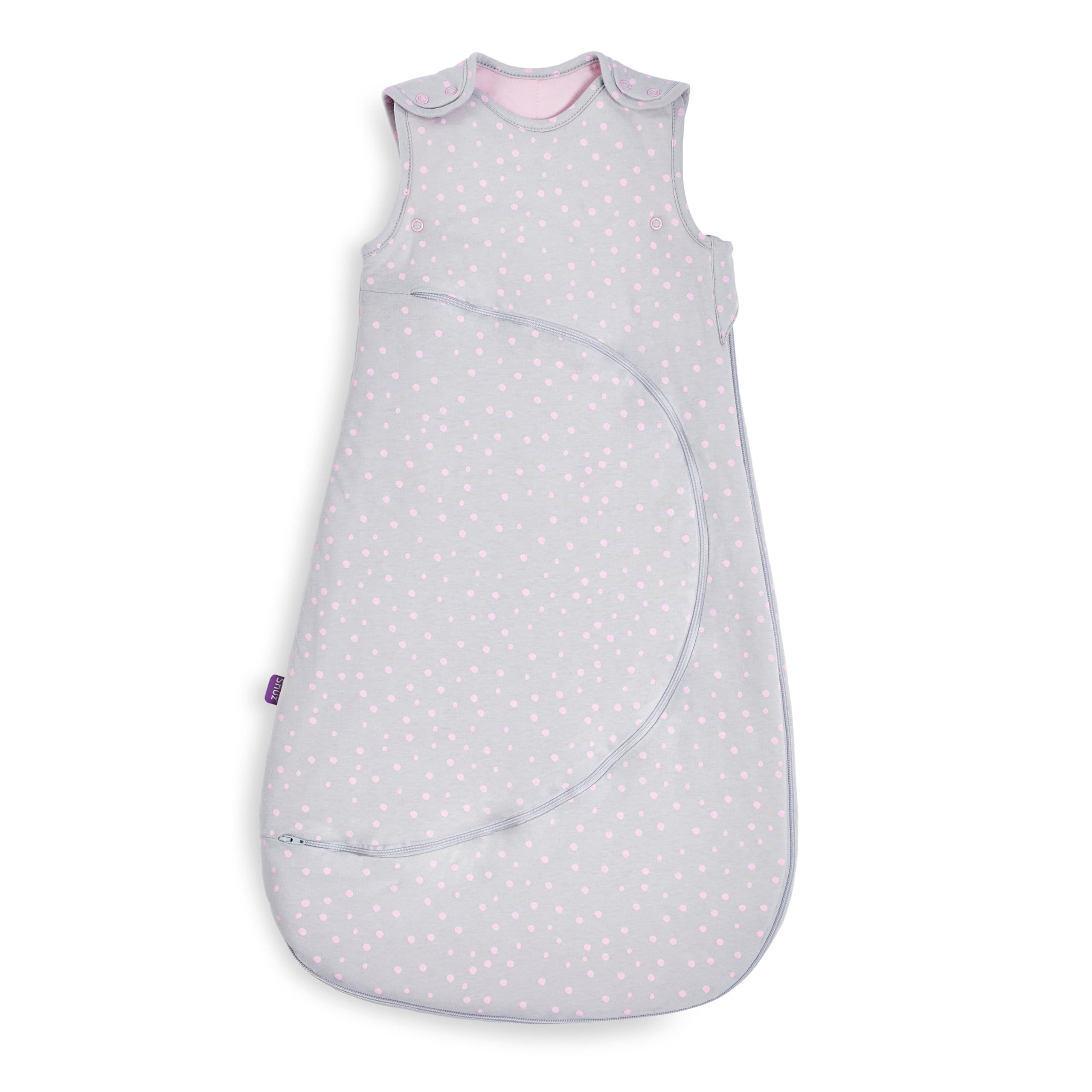 Snuz Baby Sleeping Bag with Nappy Zip - For Easy Nappy Changes, Super Soft Cotton Sleeping Bags with Easy Fit Poppers, Meets British Safety Standard, Rose Spot, 2.5 Tog 0-6M