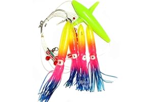 Daisy Chain Rainbow Squid Bird Teaser Rigged Fishing Lure Fish WOW!® Trolling - Rainbow