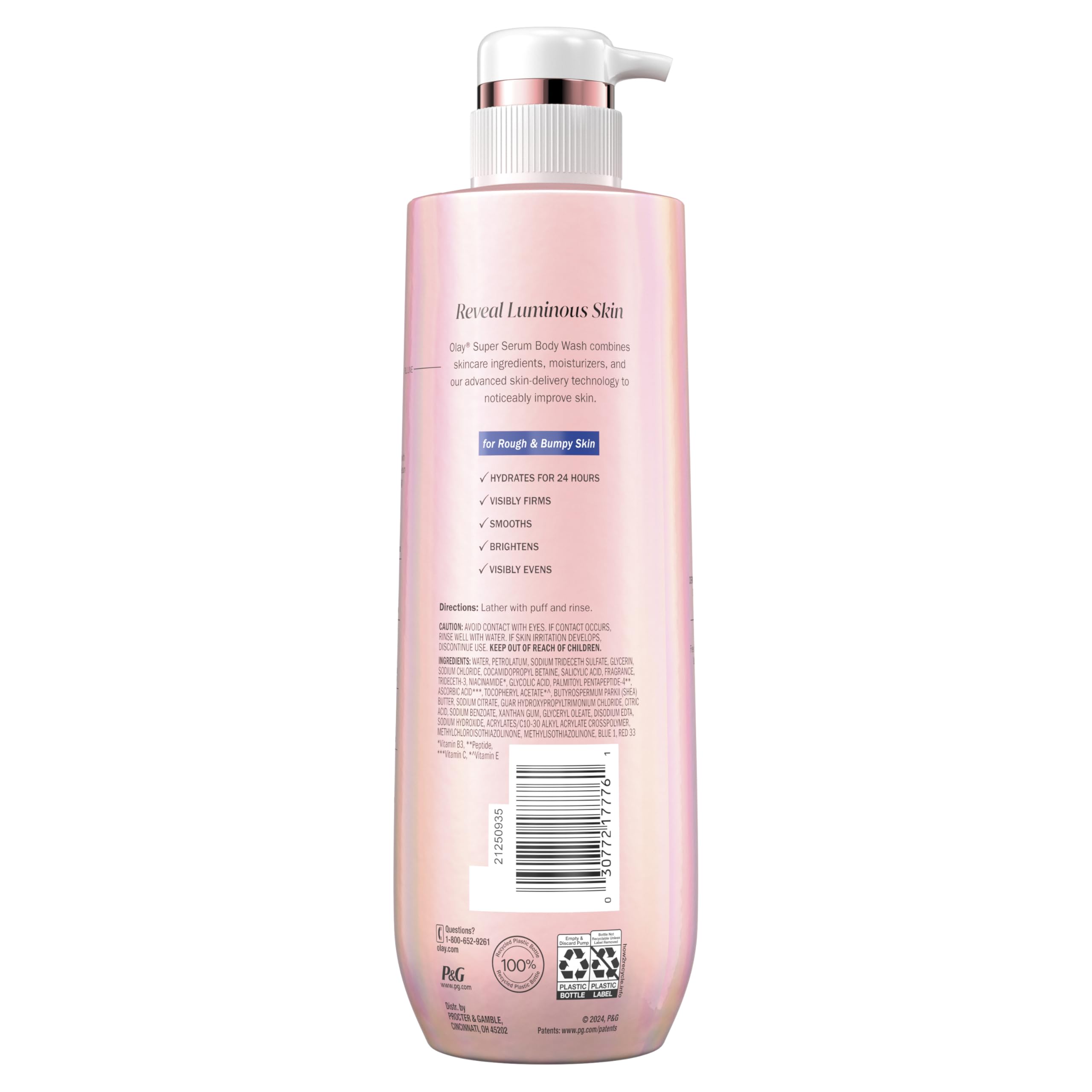 Olay Super Serum Body Wash for Rough & Bumpy Skin, Hydrating & Renewing Serum Complex with Exfoliating Minerals for Luminous Skin, 18.5 fl oz