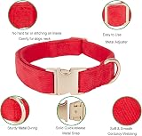 YUDOTE Ultra-soft Corduroy Dog Collar Small Red Cotton view 2