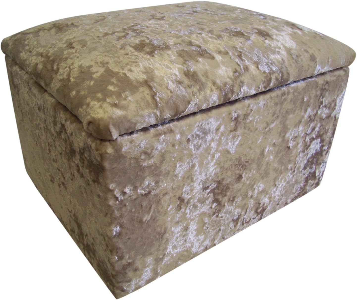 Small crushed Velvet ChalkCream Storage Box/Pouffe / Footstool Amazon