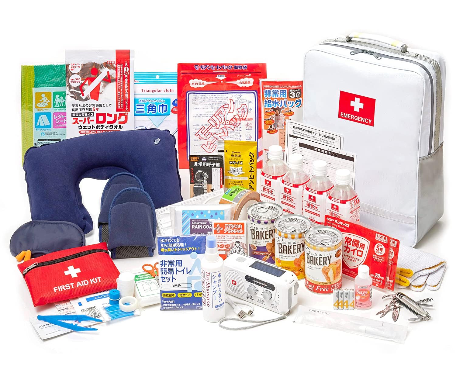 防災士監修 防災セット 防災グッズ 被災地での活用実績多数 (1人用) 地震対策30点 避難セット ホワイト 避難生活で必要な 災害グッズ をセットした非常持出袋 防炎 防水 日本製 防災防犯ダイレクト商品画像