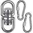 SELEWARE Bearing Swing Swivel with 2 Carabiners, 360° Rotational Device Hanging Accessory for Tree Swing, Hammock Chair, Climbing Rope, Yoga, Kids Swing Swivel, 1200LB Capacity
