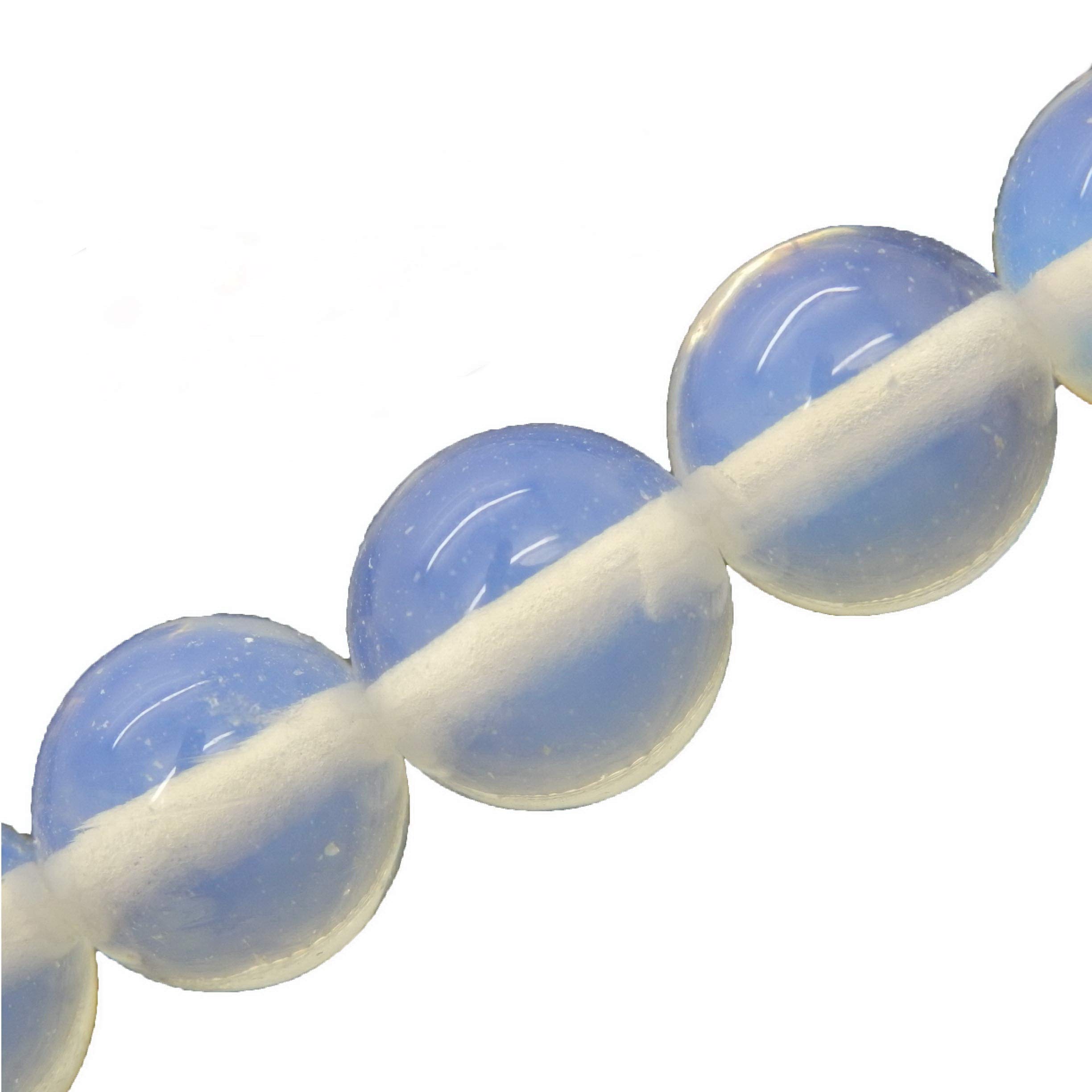 Fukugems Gemstone Beads for Jewelry Making, Sold per Bag 5 Strands Inside (White Opal Synthetic, 10mm)