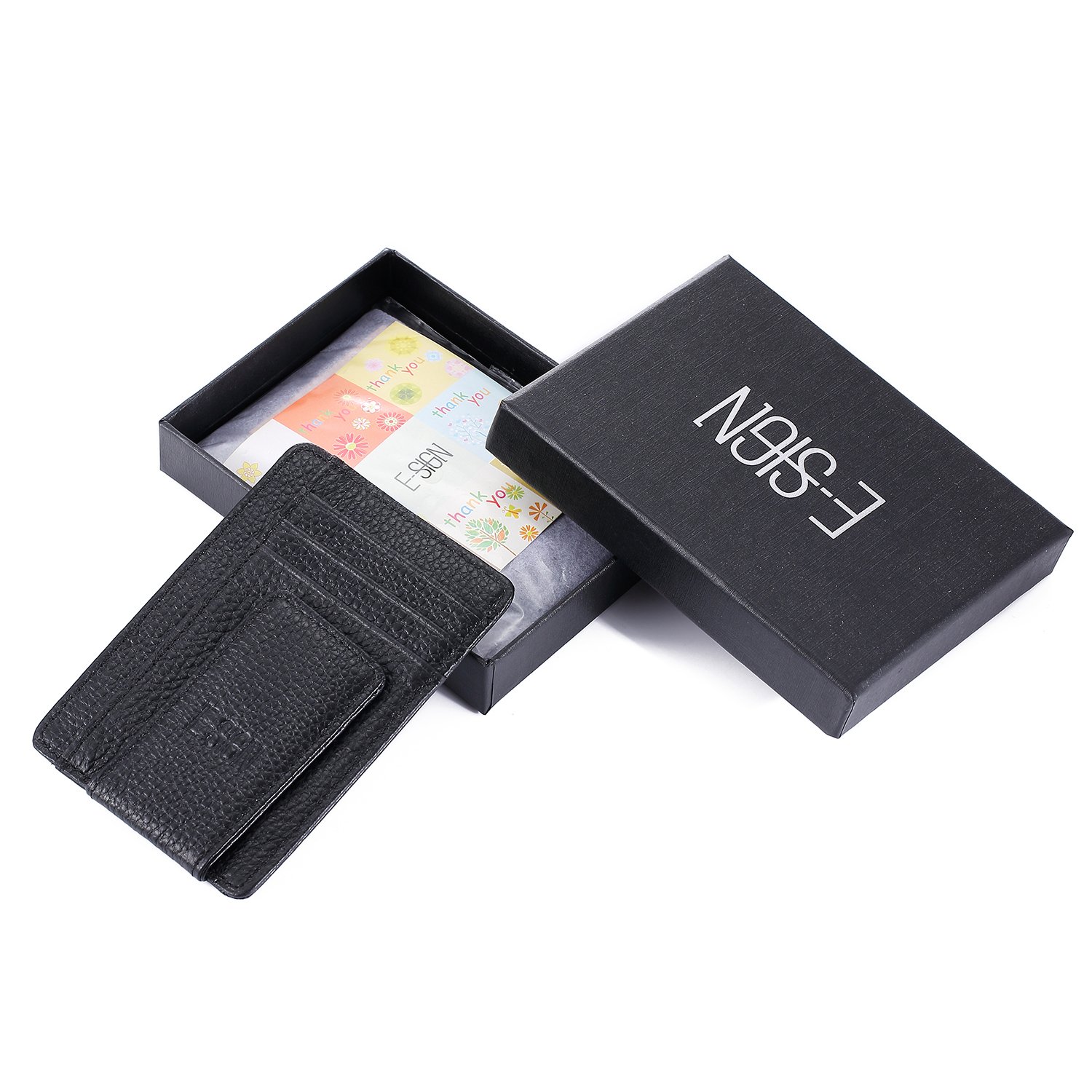 IVESIGN Slim Front Pocket Wallet RFID Blocking Money Clip Magnet Thin Credit Card Holder (Black)