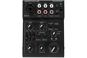 Rockville RockMix 5 Channel Pro Mixer w/USB Interface, Bluetooth, Echo, 2-Band EQ, Compact Design, Portable, for Podcasting and Live Music