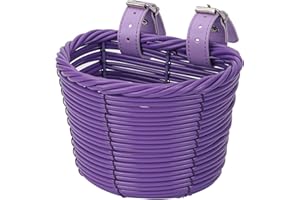 YMHOART Kids Bike Basket Front, Little Girls Bicycle Small Baskets for Women Brown Mini Cute Round Wicker Woven Lass Basket for Boys