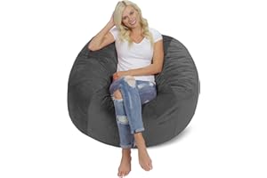 Chill Sack Bean Bag Chair: Giant 4' Memory Foam Furniture Bean Bag - Big Sofa with Soft Micro Fiber Cover - Grey Pebble
