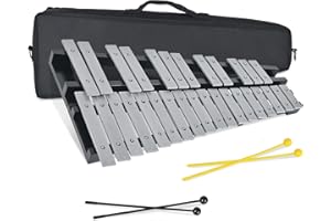Julymoda 30 Notes Glockenspiel Xylophone, Collapsible Percussion Instrument Kit for Adult and Kid, Professional Bell Kit for 