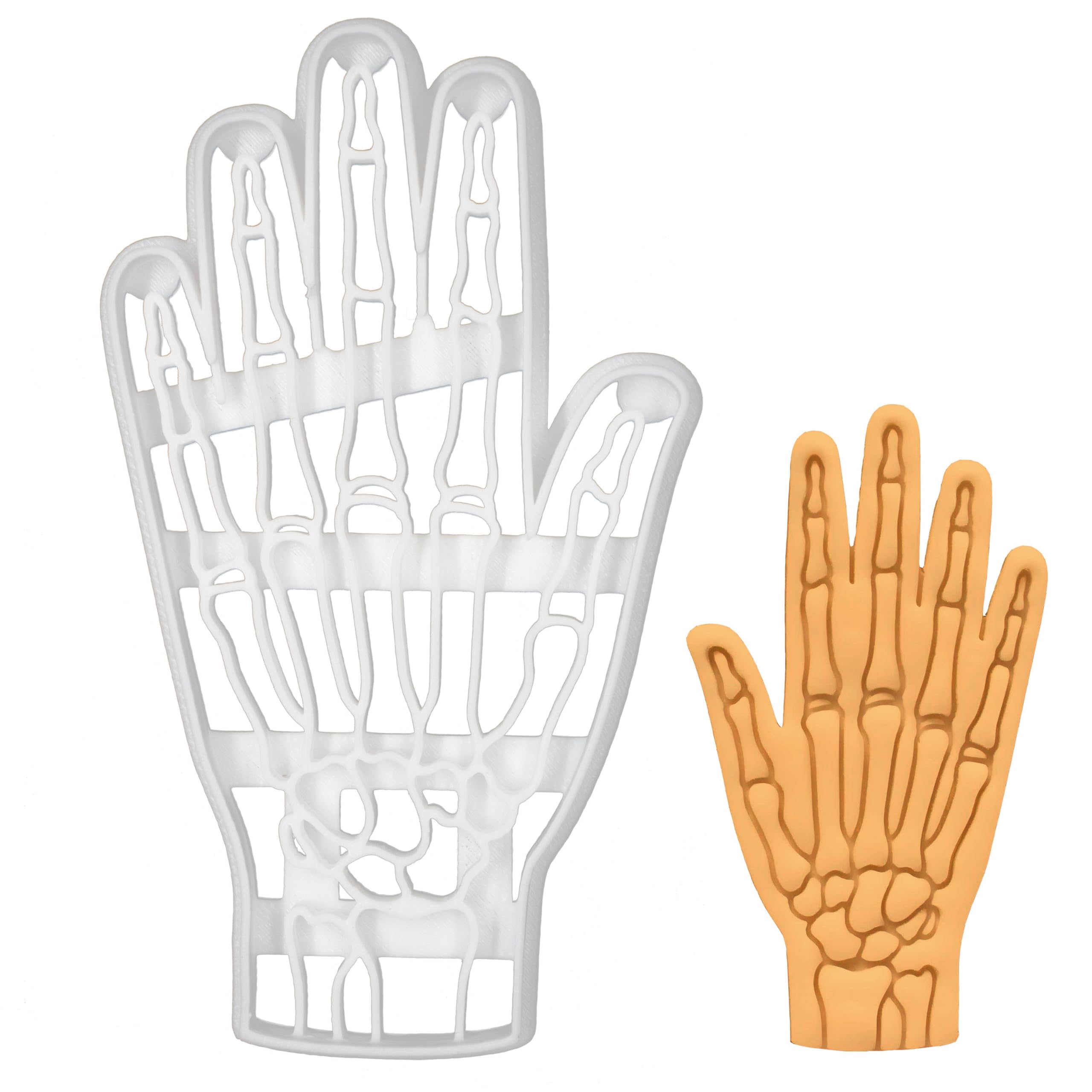 BAKERLOGY Anatomical Human Hand Bone X-Ray Cookie Cutter - Detailed Biscuit Cutter Design for Baking and Crafts, Ideal on Fondant, Dough, Clay
