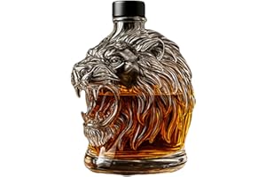 Whiskey Decanter - Liquor Dispenser Decanters, Lion's Head Wine Bottle, Animal Profile Uniique Red Wine Container Glass For M