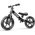 SEREED 12 Inch Toddler Balance Bike, No Pedal Bicycle for Kids 24 Months to 5 Years Old, Customize Plate (3 Sets of Stickers Included), Tool-Free Adjustments, Gift for Boys Girls 2-5 (Black)