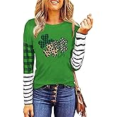 St. Patrick's Day Tshirt Women Lucky Clover Print Irish Shirt Splicing Long Sleeve Raglan Tees Baseball Tops