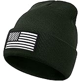 American Flag Embroidered Beanie Winter Hat for Men Women, Multi-Season Military Tactical Gear Police Army Winter Warm Hat