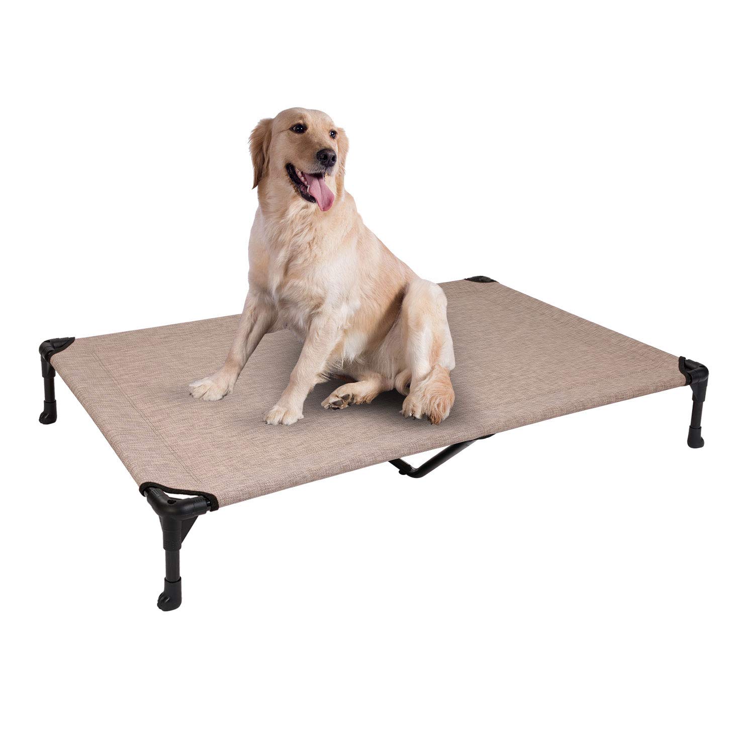 Veehoo Elevated Dog Bed, Portable Raised Pet Cot, Waterproof & Breathable Mat, Durable Textilene Mesh Fabric, No-Slip Feet, Indoor or Outdoor Use