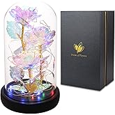 Valentines Day Gifts for Her,Beauty and The Beast Rose,Colorful Rainbow Up Rose in A Glass Dome,Gifts for Girlfriend,Women,Wife's,Grandma Wife Anniversary,Valentines,Thanksgiving,Birthday,Wedding
