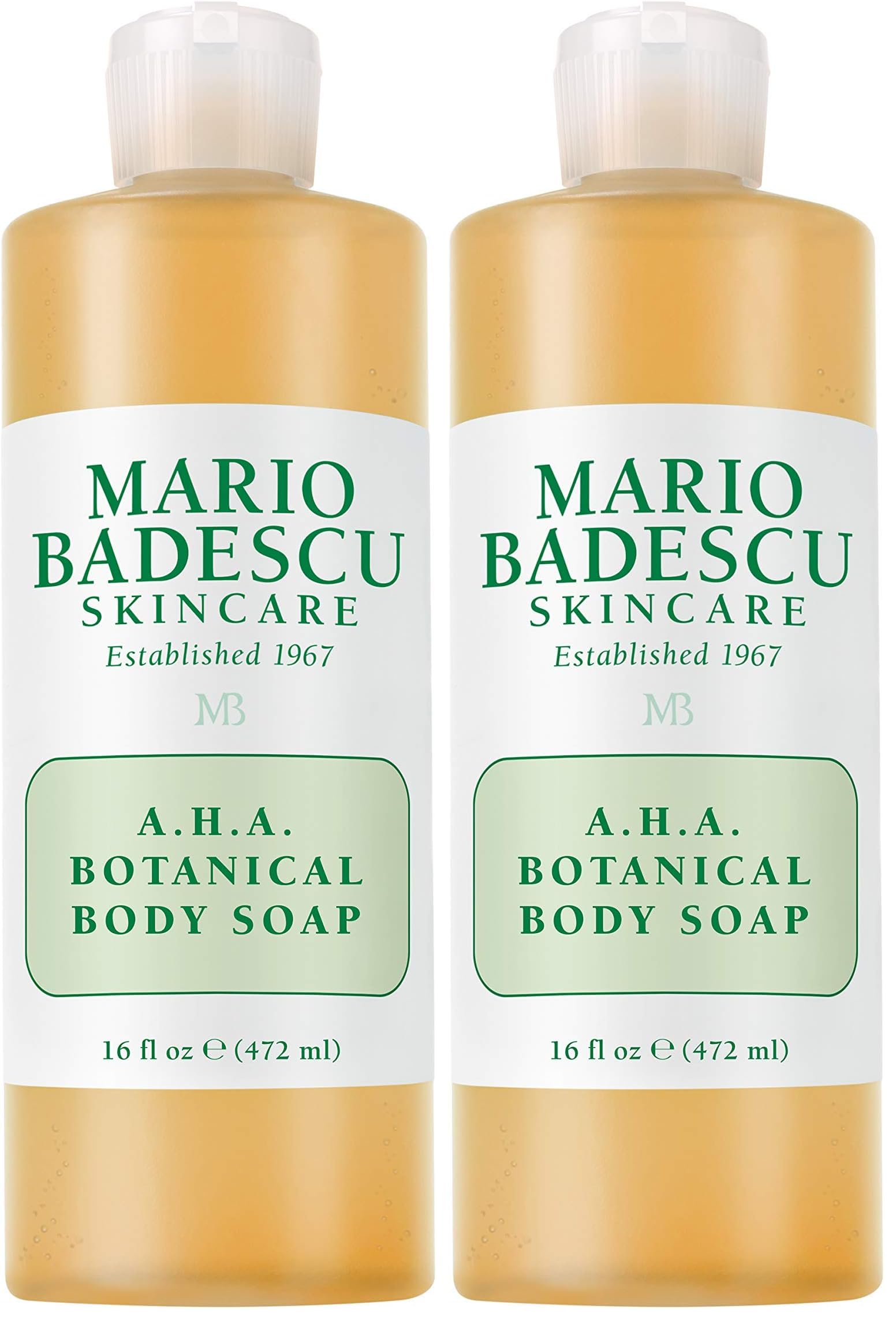 Mario Badescu AHA Botanical Body Wash Moisturizing, Clarifying and Gentle Exfoliating Body Wash for Brighter,Softer & Smoother Skin,Soap Infused with Glycolic Acid & Fruit Enzymes,16 Fl Oz,(Pack of 2) Image